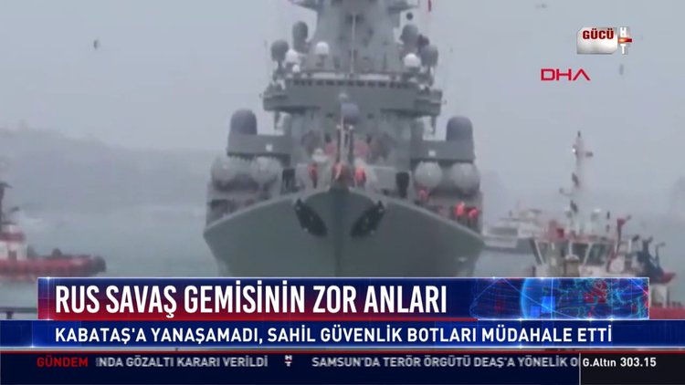 Rus savaş gemisinin zor anları