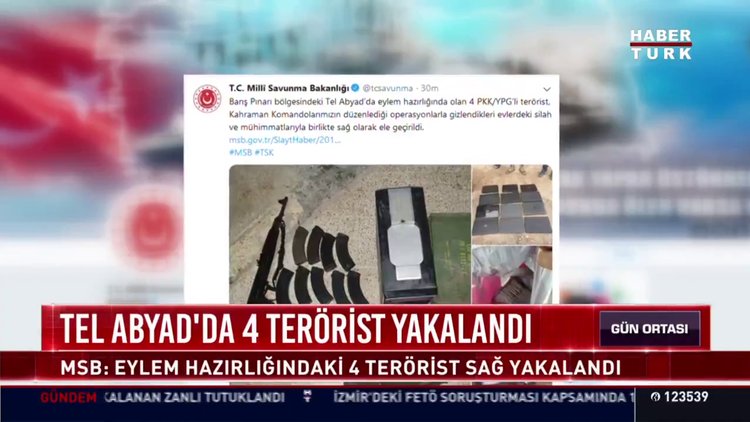MSB: Tel Abyad'da eylem hazırlığındaki 4 PKK/YPG'li terörist yakalandı!