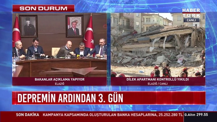 Elazığ'ın Sürsüre Mahallesi'ndeki Dilek Apartmanı kontrollü olarak yıkıldı