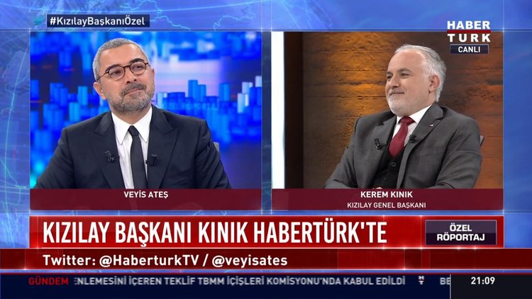 Kızılay Başkanı Kerem Kınık Habertürk'te soruları yanıtladı