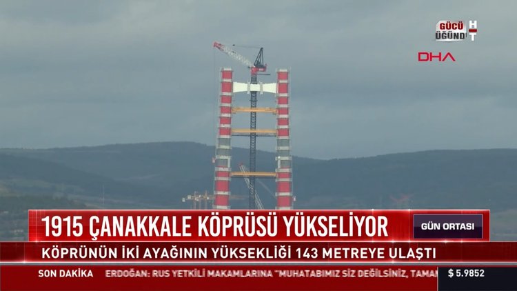 1915 Çanakkale Köprüsü yükseliyor