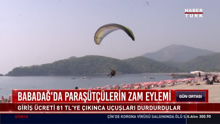 Babadağ'da paraşütçülerin zam eylemi