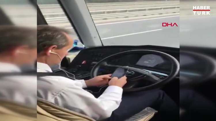 Şehirlerarası yolda kaptan telefonu bırakmadı!