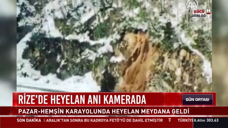 Rize'de heyelan anı kamerada