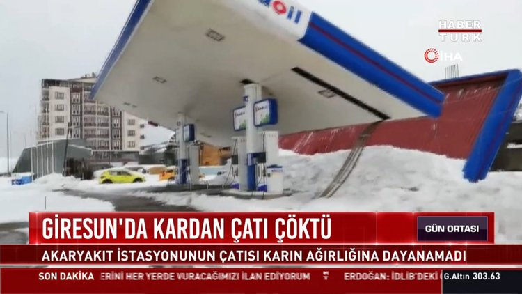 Giresun'da kardan çatı çöktü