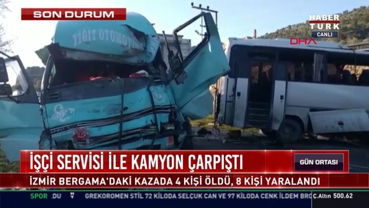 İşçi servisi ile kamyon çarpıştı