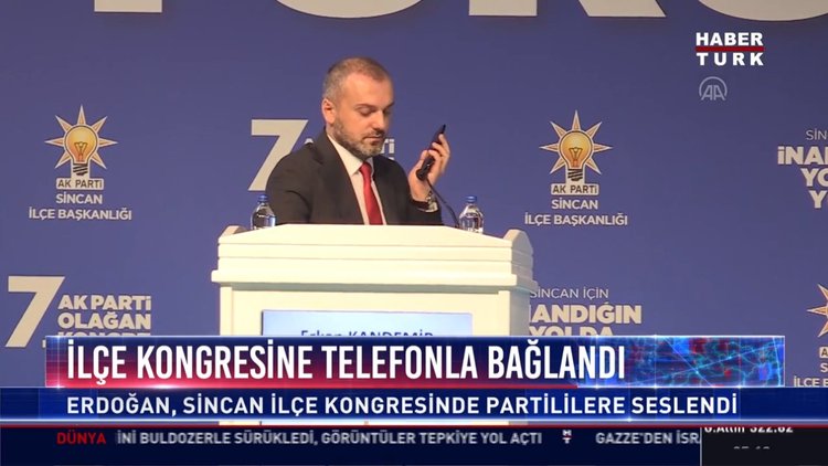 İlçe Kongresine telefonla bağlandı
