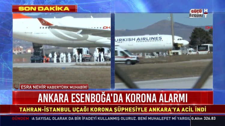 Tahran'dan gelen uçak Koronavirüs şüphesiyle Ankara'ya indi
