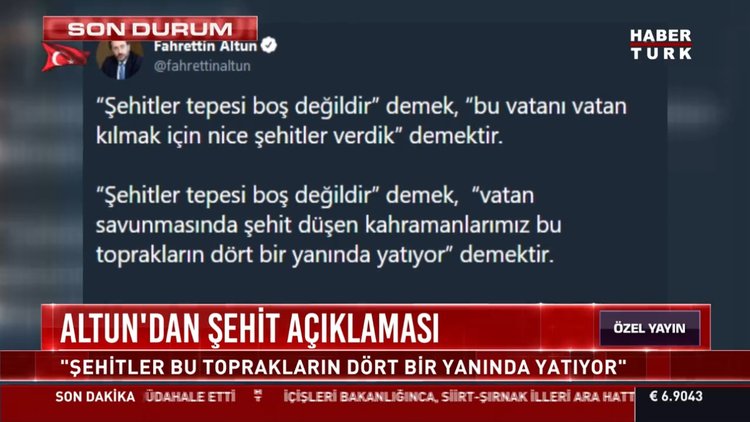 Altun'dan şehit açıklaması