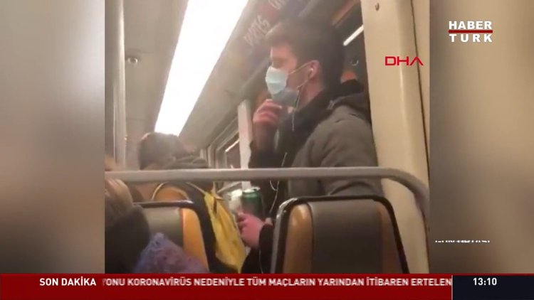 Ağzına götürdüğü elini metronun tutunma borusuna sürünce gözaltına alındı