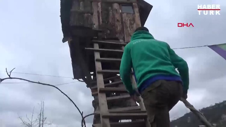 Rizeli genç, koronavirüse karşı yaptığı ağaç evde yaşıyor