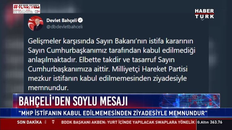Bahçeli'den Soylu'nun istifasına ilişkin açıklama