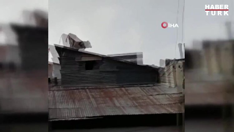 Bayburt'ta ilginç görüntü kamerada...Çatıda gezen inek şaşırttı