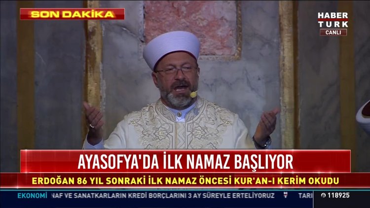 Diyanet İşleri Başkanı'ndan Ayasofya'da ilk dua