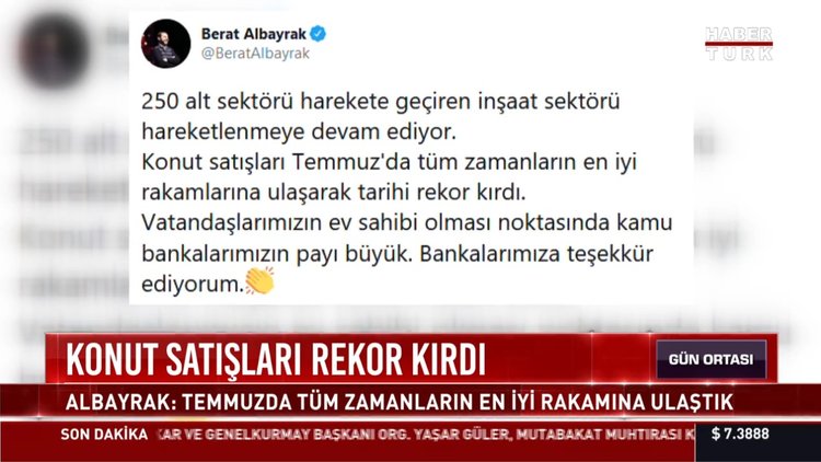 Bakan Albayrak: Konut satışlarında tarihi rekor kırıldı