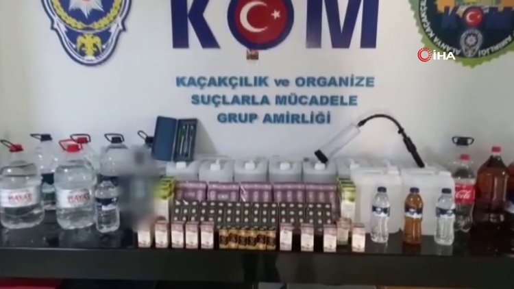 Alanya'da 70'lik dede evde sahte içki üretimi yaparken yakalandı