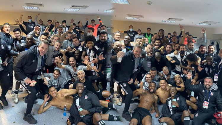 Beşiktaş galibiyeti soyunma odasında kutladı