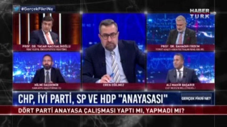 Ali Mahir Başarır'ın ifadelerine programın moderatörü Eren Eğilmez anında müdahale ediyor