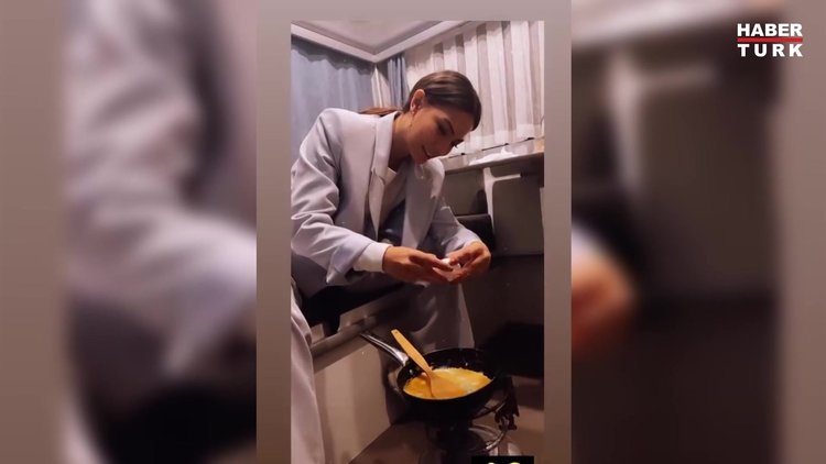 Demet Özdemir karavanda omlet yaptı