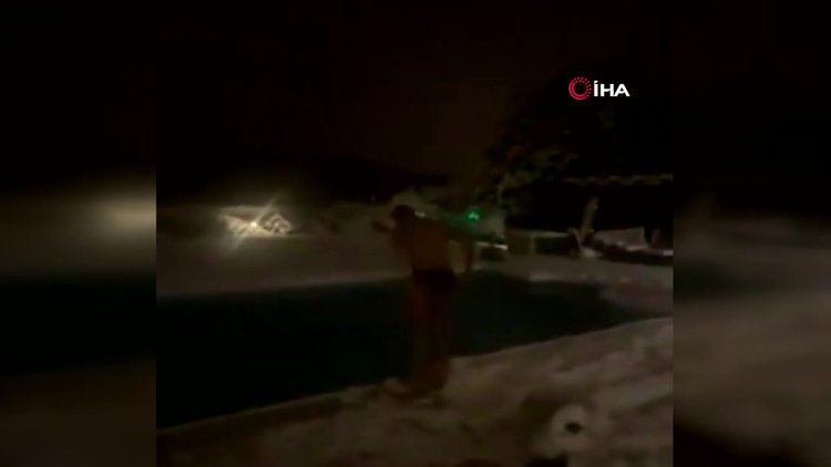 Josef sözünü tuttu, buz tutmuş havuza atladı