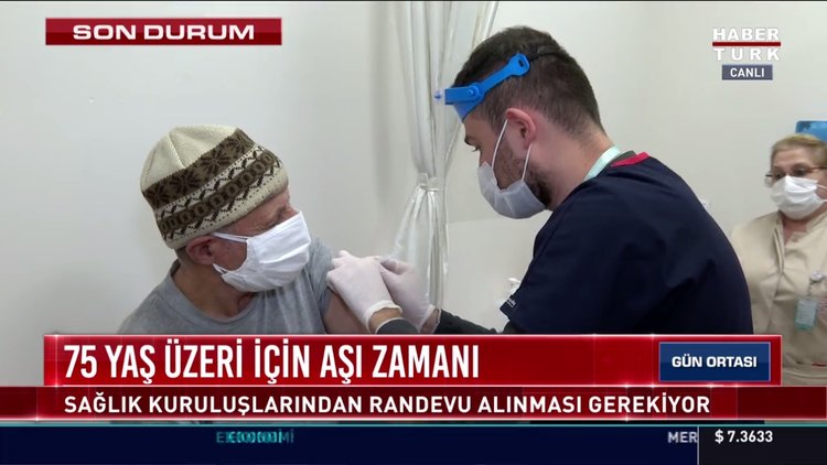 75 yaş üstü vatandaşlar aşılanıyor