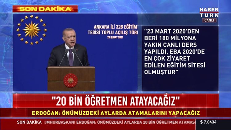 Cumhurbaşkanı Erdoğan'dan 20 bin öğretmen atama müjdesi