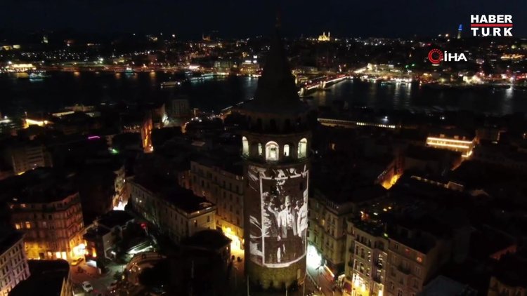 Galata Kulesinde video mapping gösterisi
