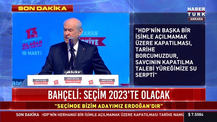 Son dakika: MHP lideri Bahçeli, MHP Kurultayı'nda konuştu: "Adayımız Erdoğan'dır"