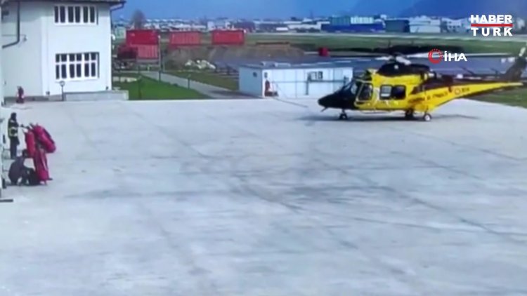 İtalya'da polis helikopteri havalanırken kaza yaptı