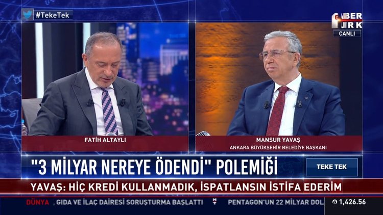 Mansur Yavaş Habertürk TV'de konuşuyor