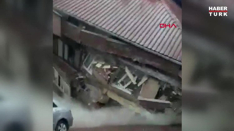 Zeytinburnu'nda binanın çökme anı kamerada