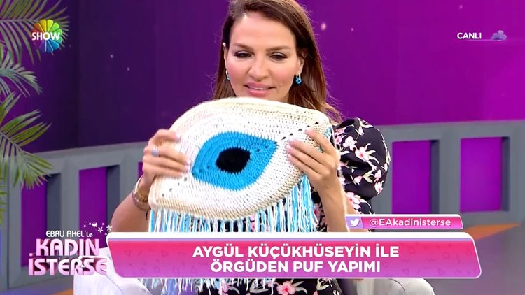 Örgüden puf ve tepsi yapımı