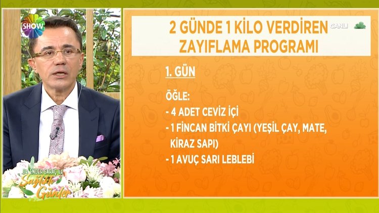 2 günde 1 kilo verdiren zayıflama programı