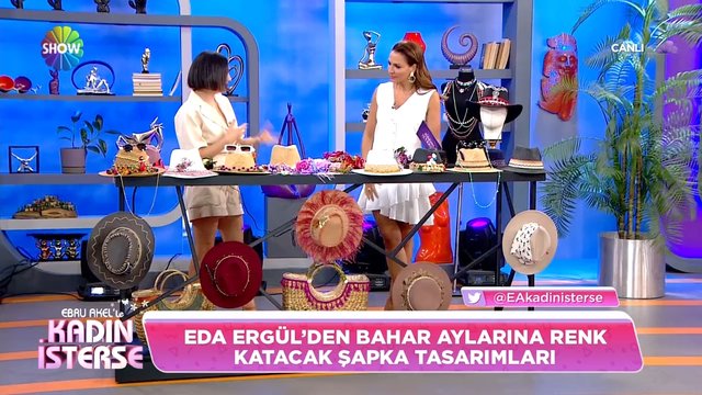 Eda Ergül'den renkli şapka tasarımları!