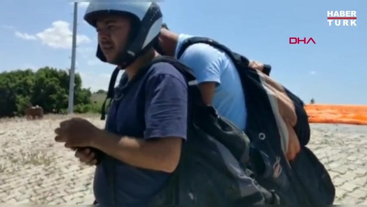 Paraşütçüyle diyaloğu güldüren çiftçinin uçma hayali gerçek oldu