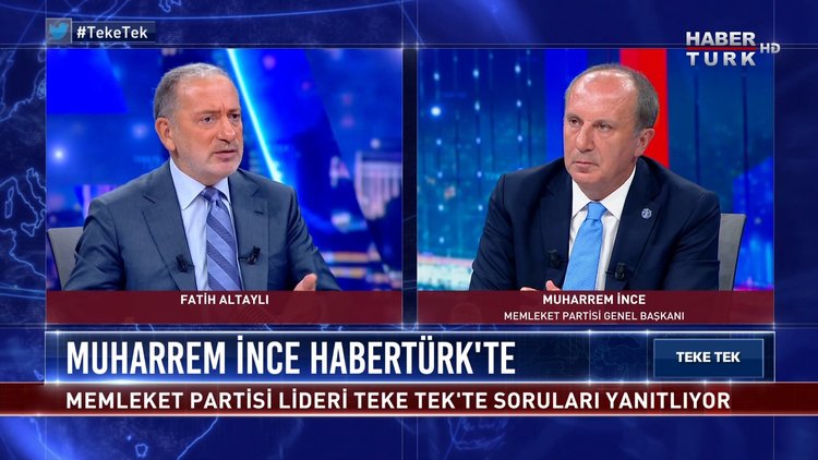 Muharrem İnce, Teke Tek'te Fatih Altaylı'nın sorularını yanıtlıyor