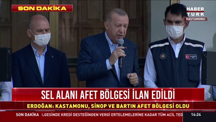 SON DAKİKA.. Cumhurbaşkanı Erdoğan sel bölgesinde... Sel alanı afet bölgesi ilan edildi!