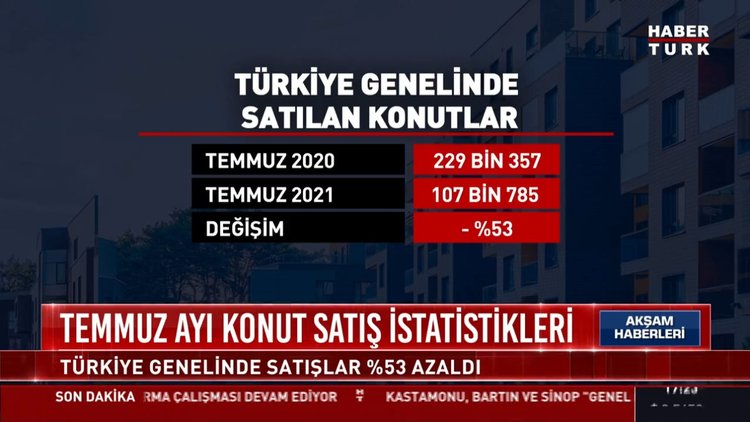 Temmuz ayı konut satış istatistikleri