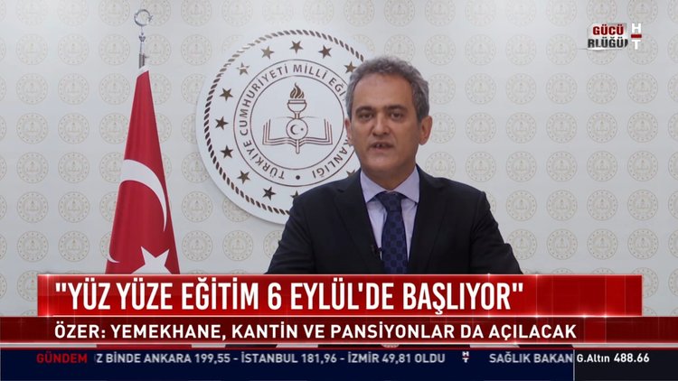 "Yüz yüze eğitim 6 Eylül'de başlıyor"
