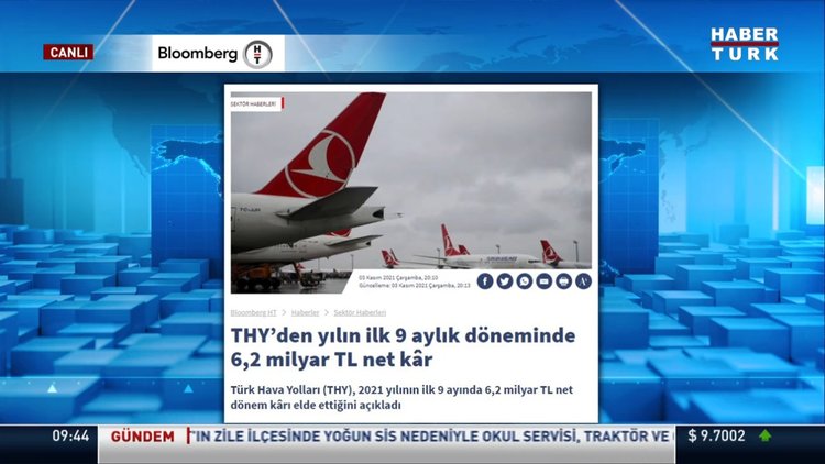 THY 9 ayda 6,2 Milyar TL kar etti.