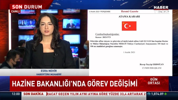 Hazine ve Maliye Bakanı değişti: Nureddin Nebati, bakan olarak atandı. İşte ayrıntılar...