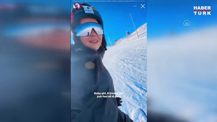 Inna Türkiye'ye geldi! Erciyes Dağı'nda kayak yaptı