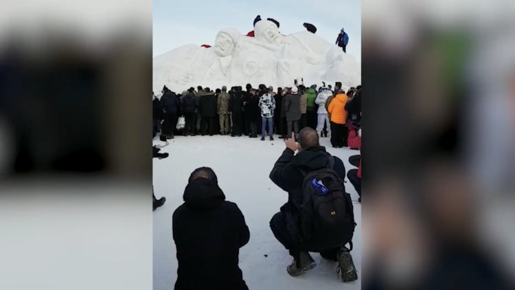 Sarıkamış anısına kardan heykel