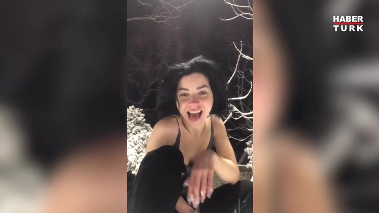 Merve Boluğur soğuğa medyan okudu: Karda güneşleniyorum