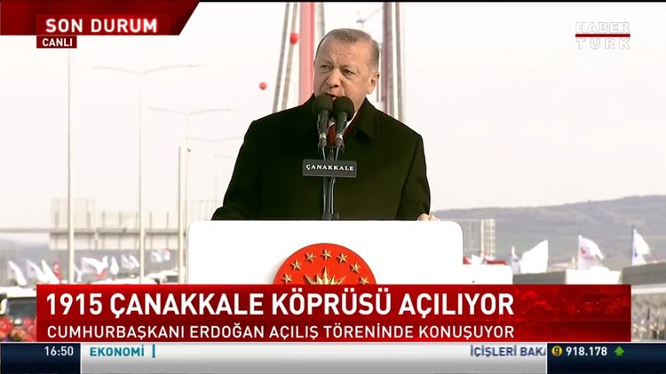 Cumhurbaşkanı Erdoğan, 1915 Çanakkale Köprüsü'nü açtı
