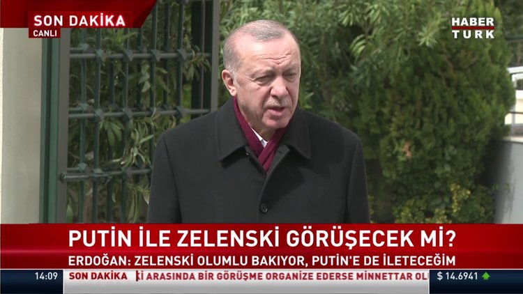SON DAKİKA... Cumhurbaşkanı Erdoğan: Rusya ve Ukrayna liderlerinin görüşmesine ev sahipliği yapmak istiyoruz. Zelenski olumlu bakıyor, Putin'e de ileteceğim
