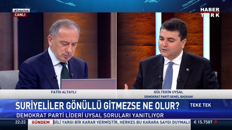 Demokrat Parti Genel Başkanı Gültekin Uysal'dan Habertürk'e açıklamalar