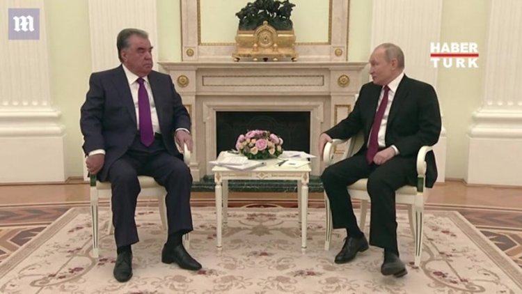 Rusya Devlet Başkanı Putin'in Tacikistanlı mevkidaşıyla görüşmesinde o anlar gündem oldu!
