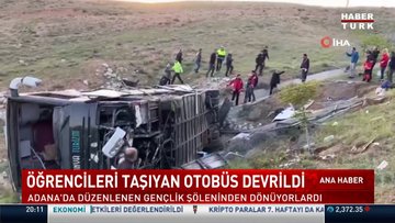 Adana'daki parti programı dönüşünde otobüs devrildi