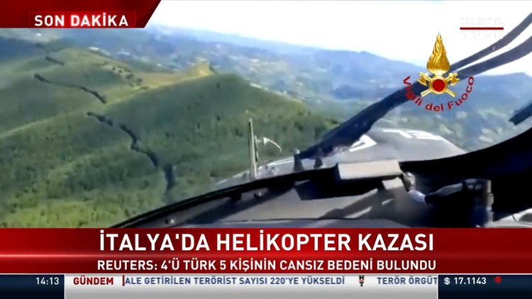 SON DAKİKA! Reuters: İtalya'daki helikopter kazasında, 4'ü Türk 5 kişinin cansız bedeni bulundu